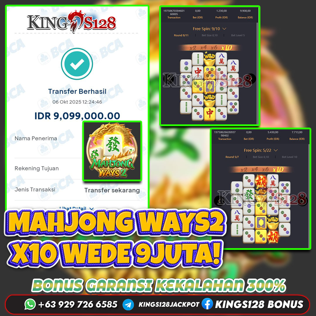KINGS128 JACKPOT SLOT MAHJONG WAYS 2 RP 9.099.000 ID :DUL***