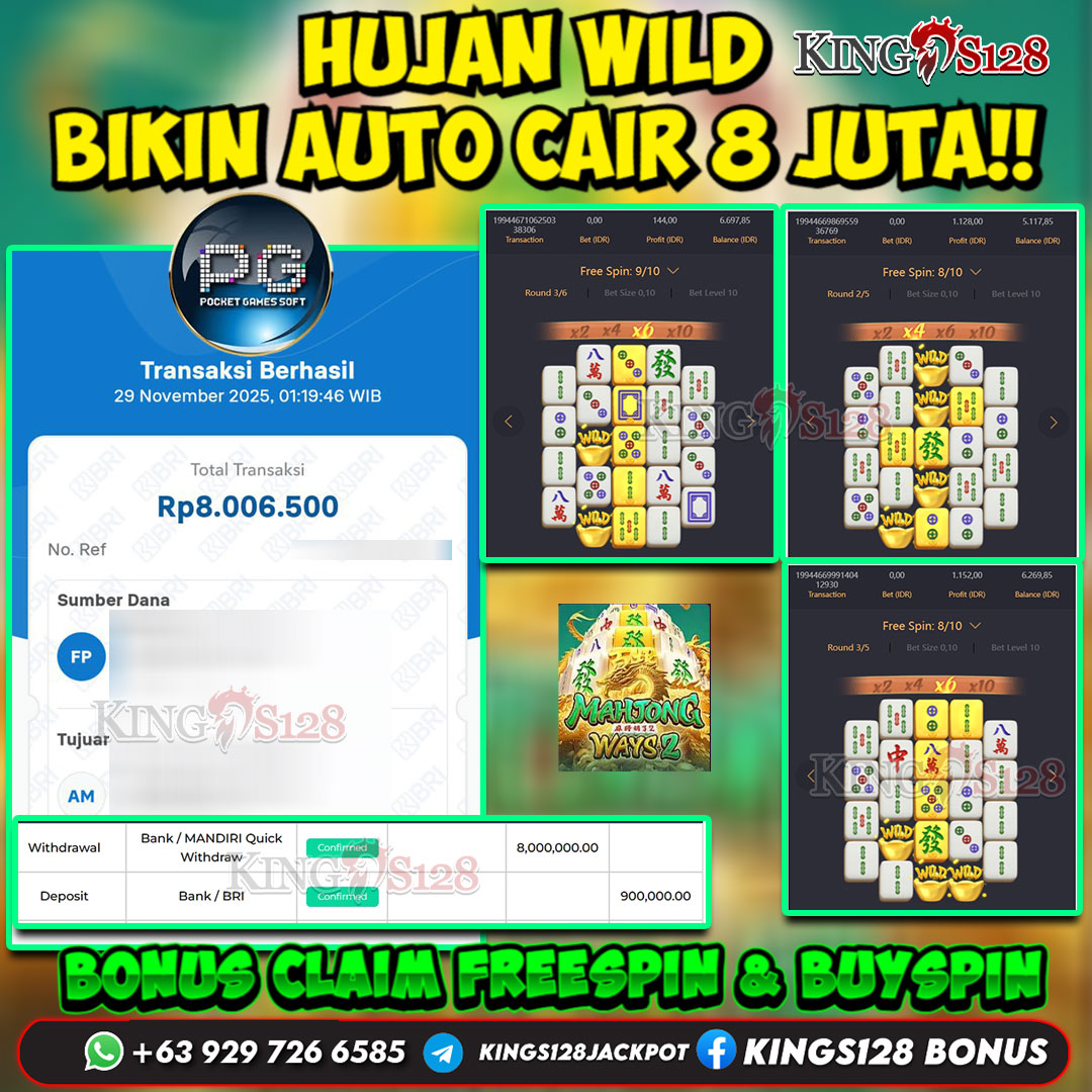 KINGS128 JACKPOT SLOT MAHJONG WAYS 2 RP 8.000.000 ID : AND***