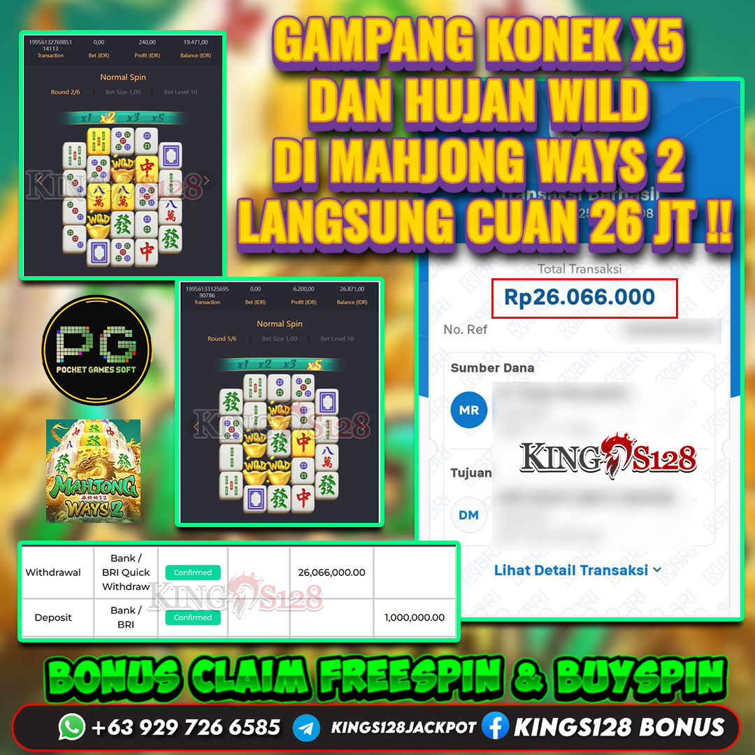 KINGS128 JACKPOT SLOT MAHJONG WAYS 2 RP 26.066.000 ID : ZEL***